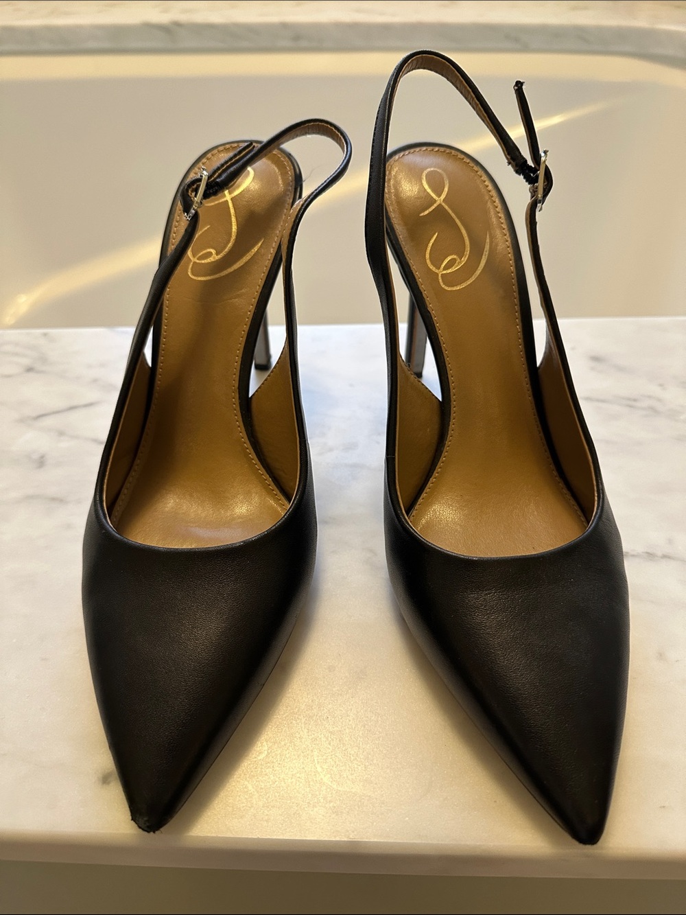 Sam Edelman Hazel Black Pointed-Toe Slingback Heels - Picture 2 of 6